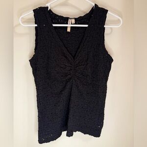 V-Neck Ruched crinkle Textured stretch Tank vintage Y2K boho SZ MED 90s style